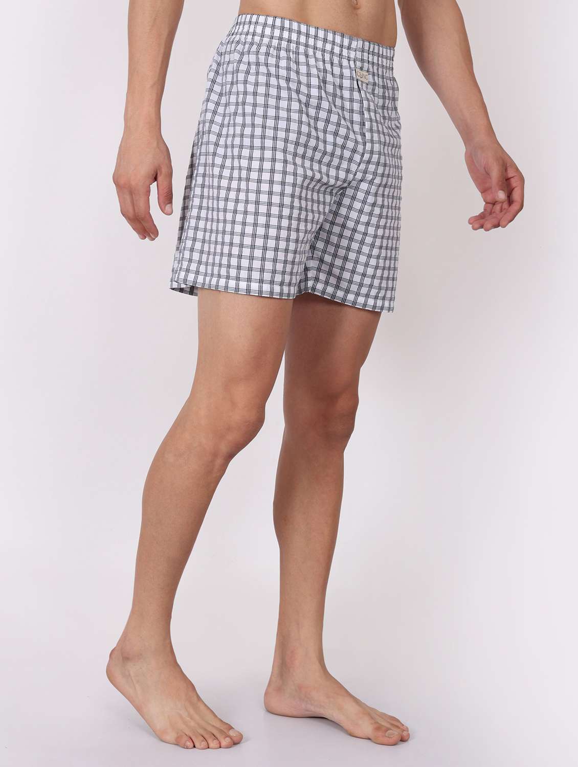 men checkered mid rise loungewear boxer - 22020304 -  Standard Image - 2