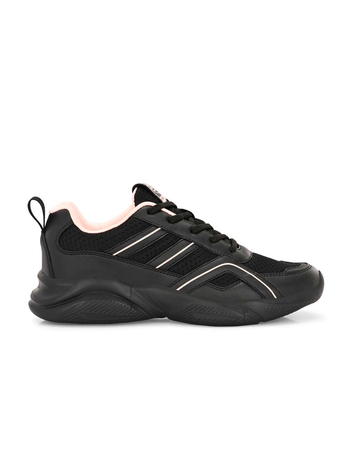 black synthetic & mesh laceup sports shoes - 22020314 - Standard Image - 2