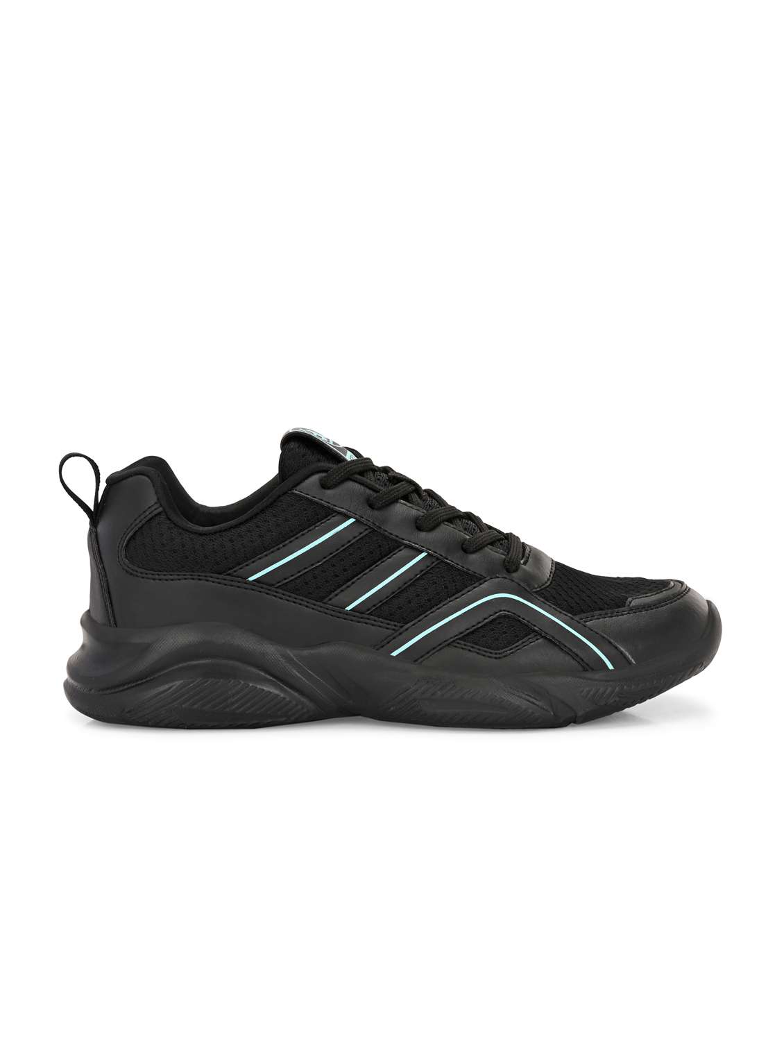 black synthetic & mesh laceup sports shoes - 22020315 -  Standard Image - 2