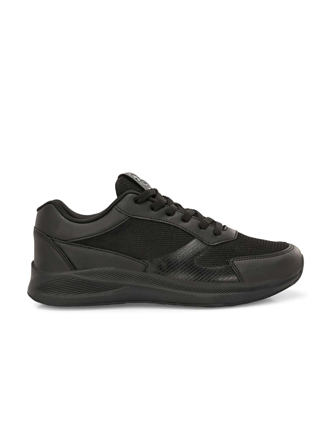 black synthetic & mesh laceup sports shoes - 22020369 -  Standard Image - 2