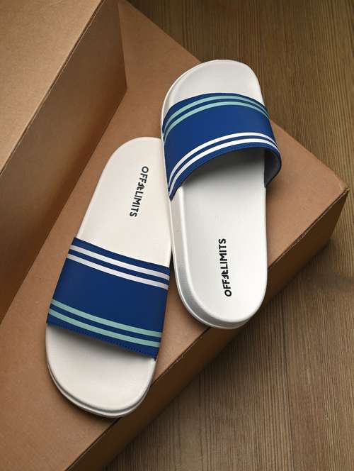 men striped open toe slider - 22020440 -  Standard Image - 0