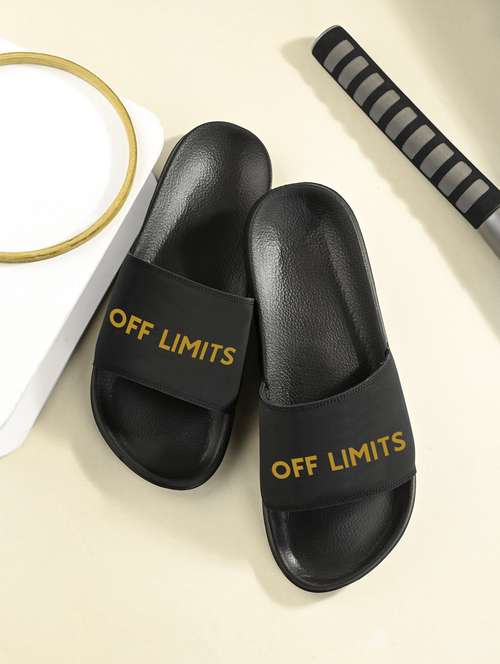 Men Typographic Open Toe Slider