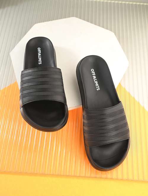 men textured open toe slider - 22020464 - Standard Image - 0