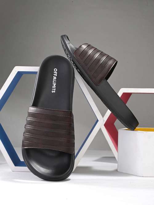 men textured open toe slider - 22020467 -  Standard Image - 0