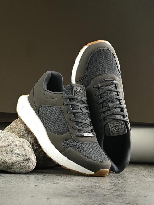 men solid grey lace up shoe - 22020564 -  Standard Image - 0