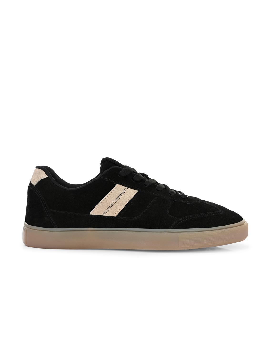men solid black lace up sneaker - 22020566 - Standard Image - 2