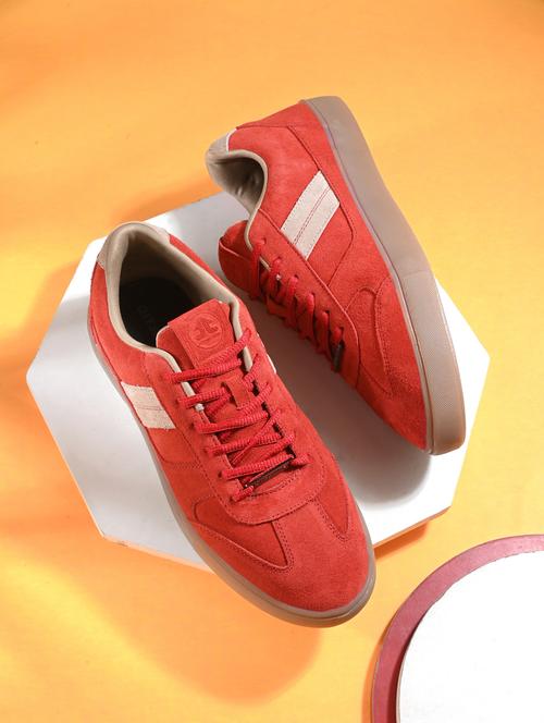 men solid red lace up sneaker - 22020570 -  Standard Image - 0