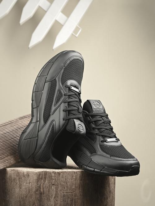 men solid black lace up shoe - 22020581 -  Standard Image - 0
