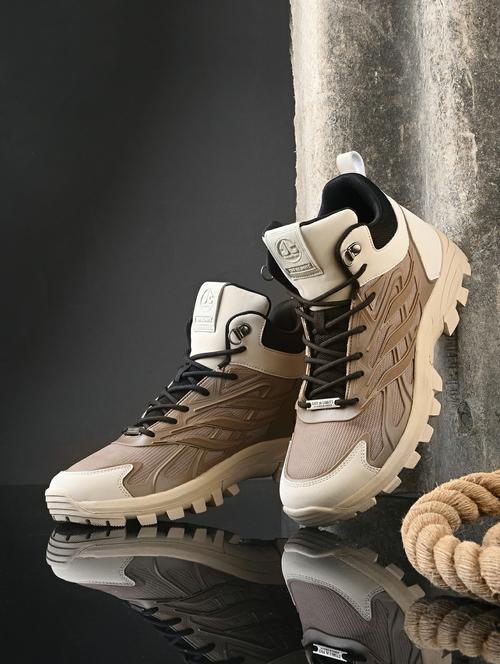 men solid beige high ankle shoe - 22020596 - Standard Image - 0