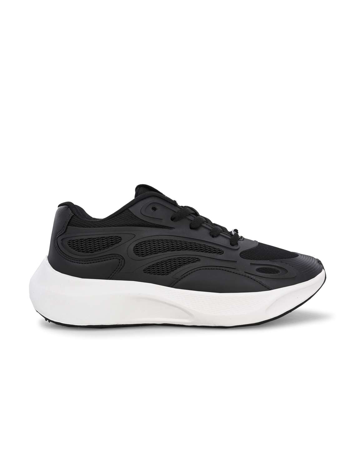 men solid lace up black sport shoe - 22020657 - Standard Image - 2