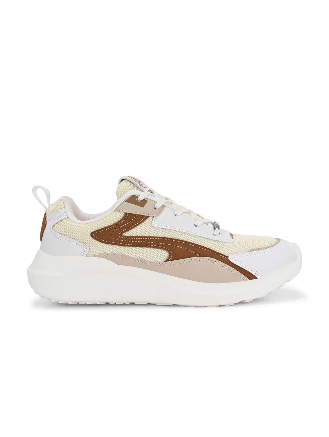 men solid cream lace up sport shoe - 22020666 - Standard Image - 2