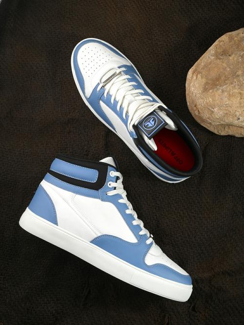 men blue color blocked lace up sneaker - 22020699 -  Standard Image - 0