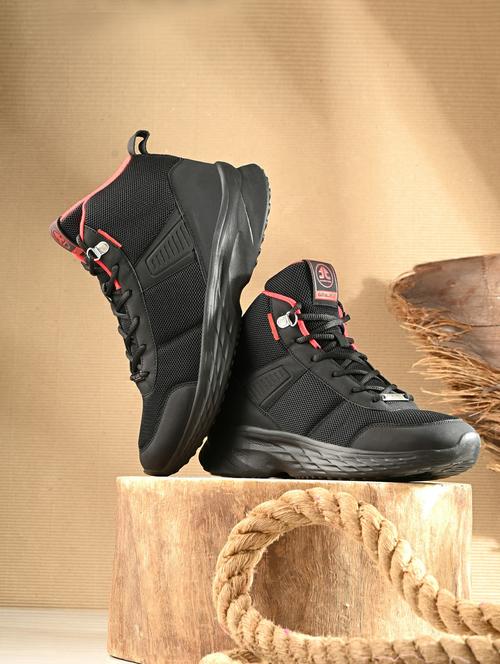 men black lace up high ankle sneaker - 22020700 -  Standard Image - 0