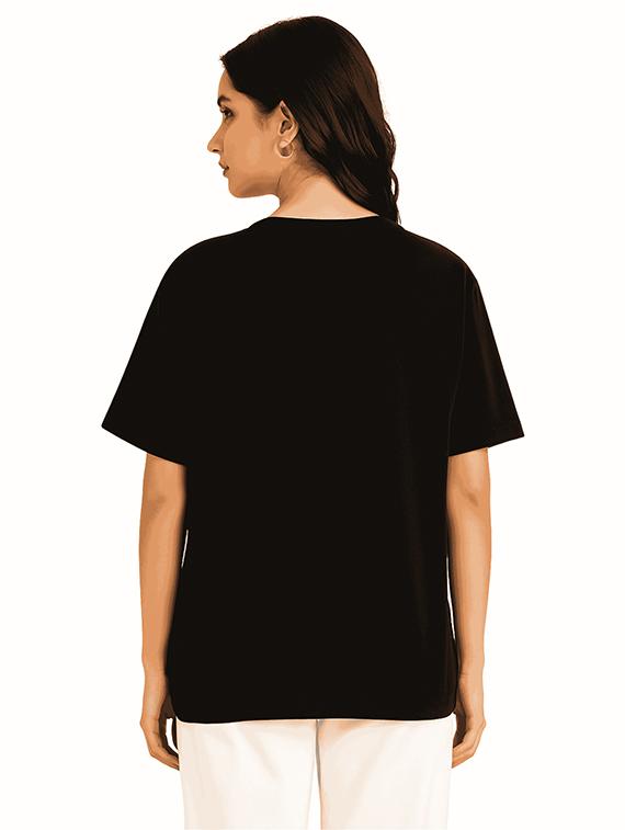 women typographic print short sleeve oversized t-shirt - 22020746 - Standard Image - 2