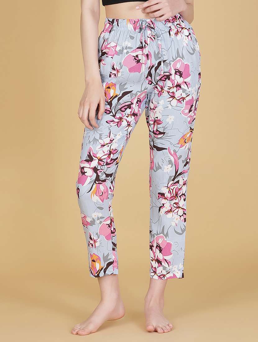 women floral print mid rise lounge wear pajama
