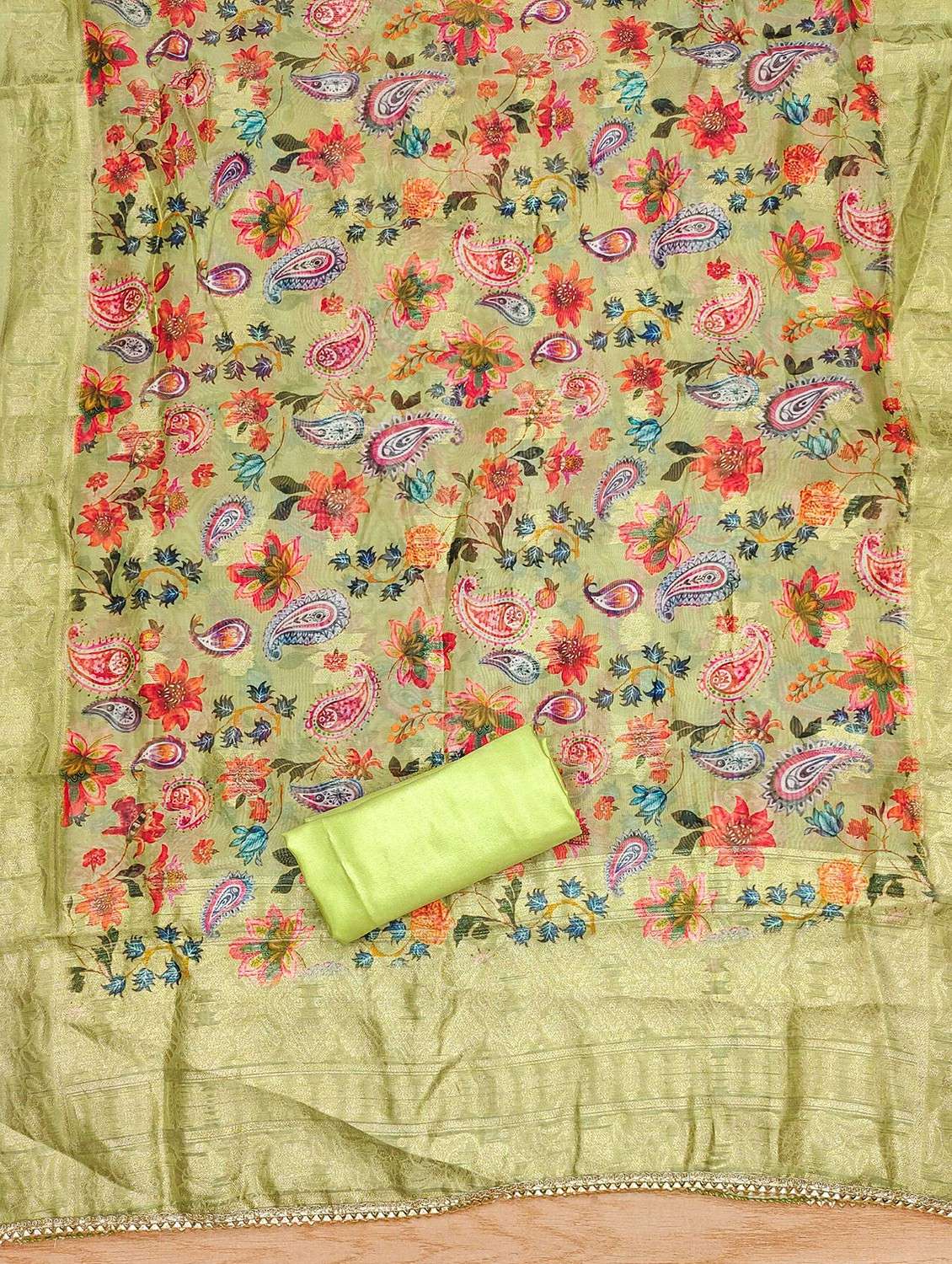 women solid with work embroidered unstitched suit set - 22020754 -  Standard Image - 2