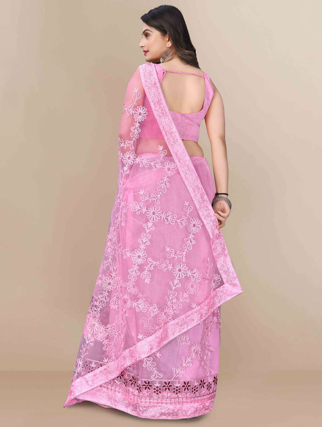 women solid with work embroidered saree with blouse - 22021347 -  Standard Image - 2