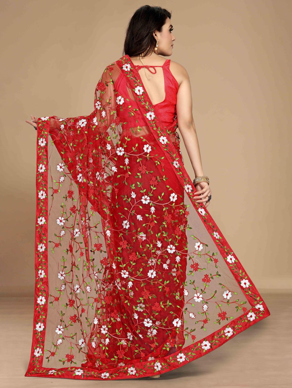 women floral embroidered saree with blouse - 22021351 - Standard Image - 2