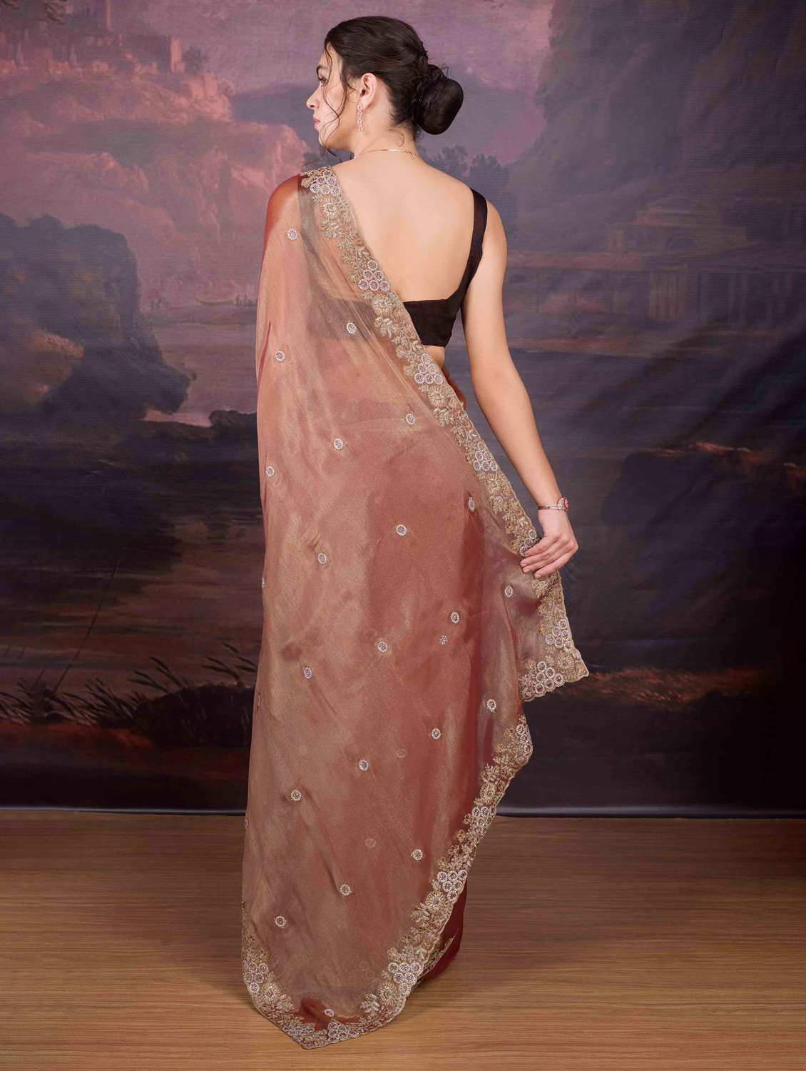 women solid with work embroidered saree with blouse - 22021371 -  Standard Image - 2