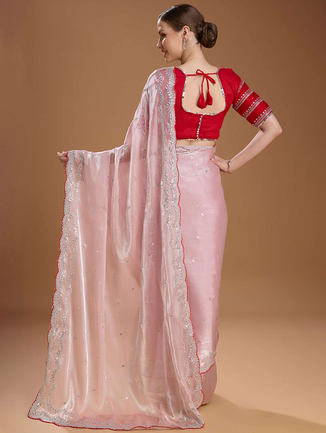 women solid with work embroidered saree with blouse - 22021373 -  Standard Image - 2