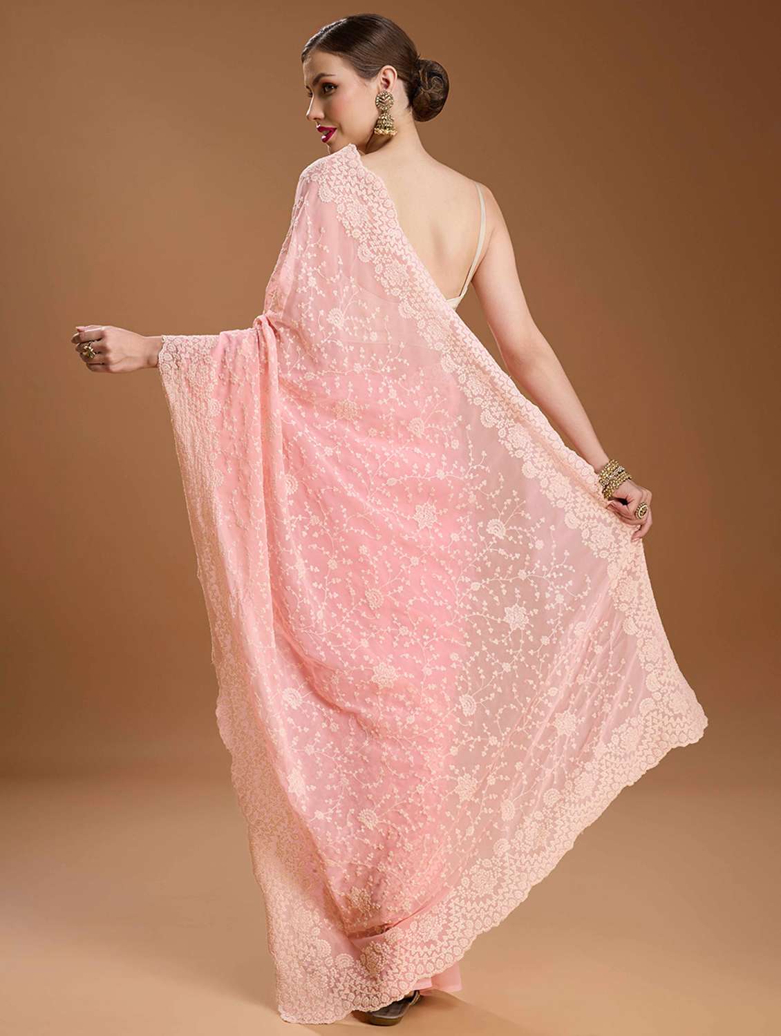 women solid with work embroidered saree with blouse - 22021378 -  Standard Image - 2