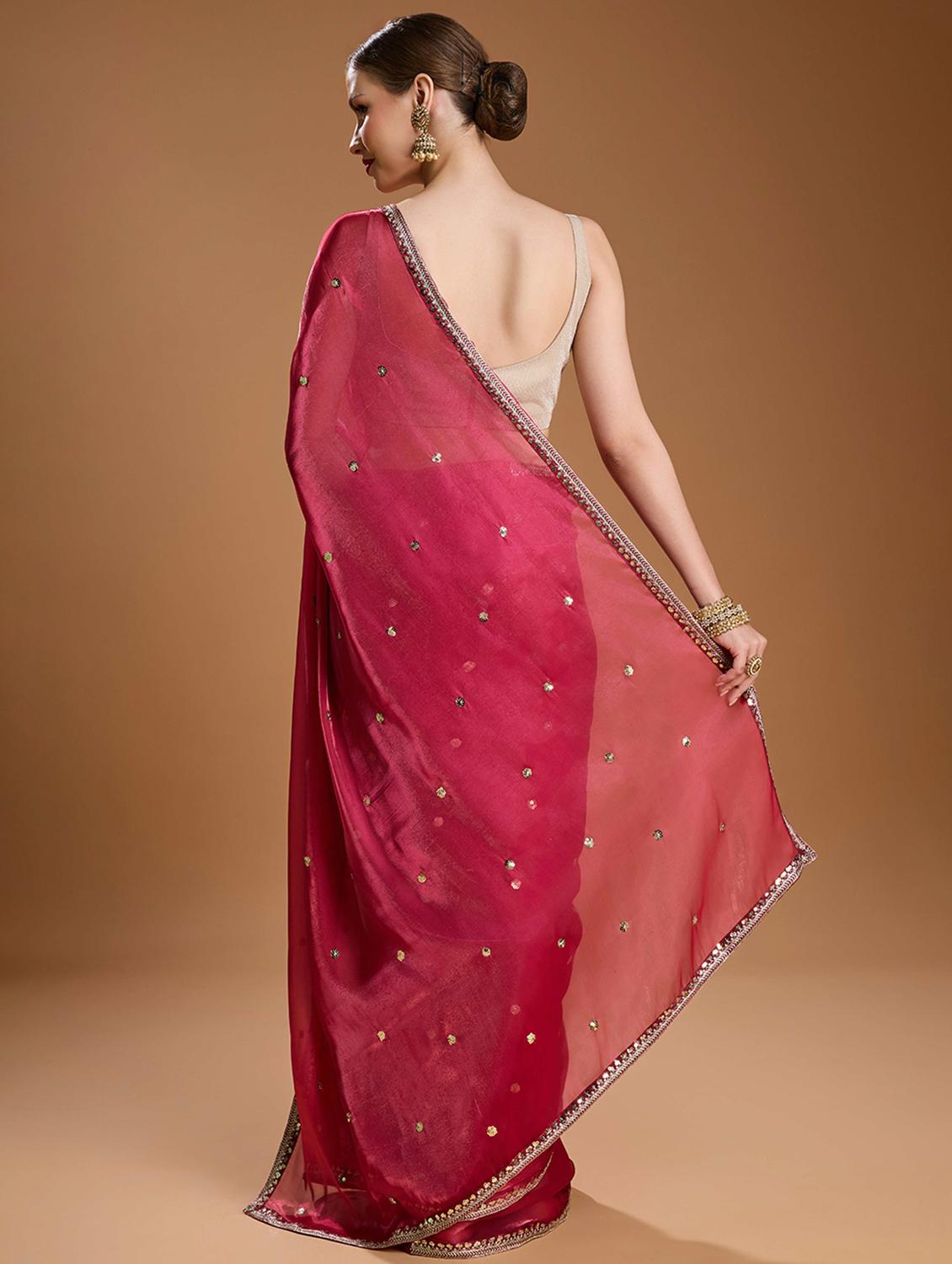 women solid with work embroidered saree with blouse - 22021381 - Standard Image - 2