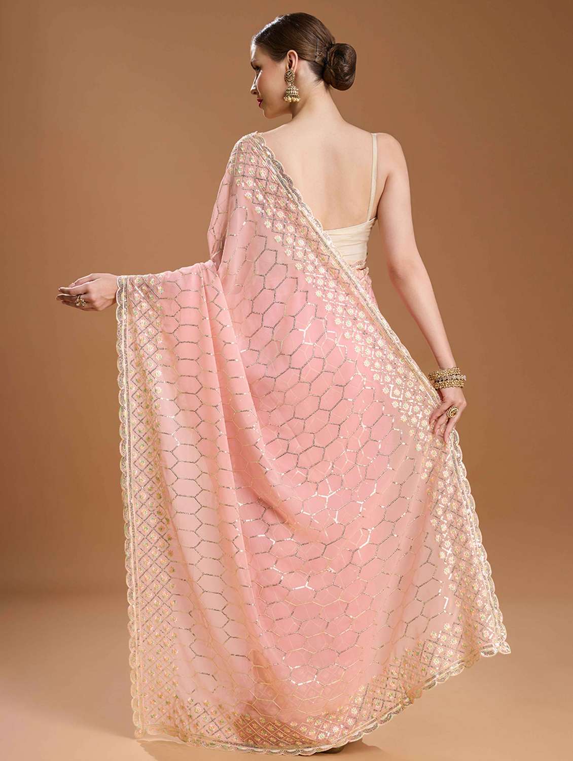 women solid with work embellished saree with blouse - 22021388 -  Standard Image - 2