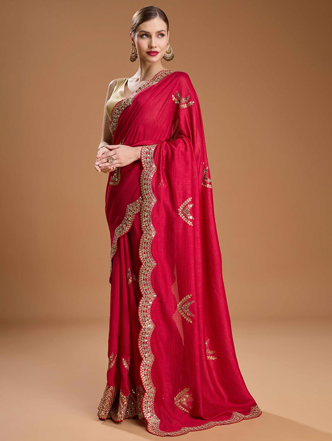 women solid with work embroidered saree with blouse - 22021389 - Standard Image - 2