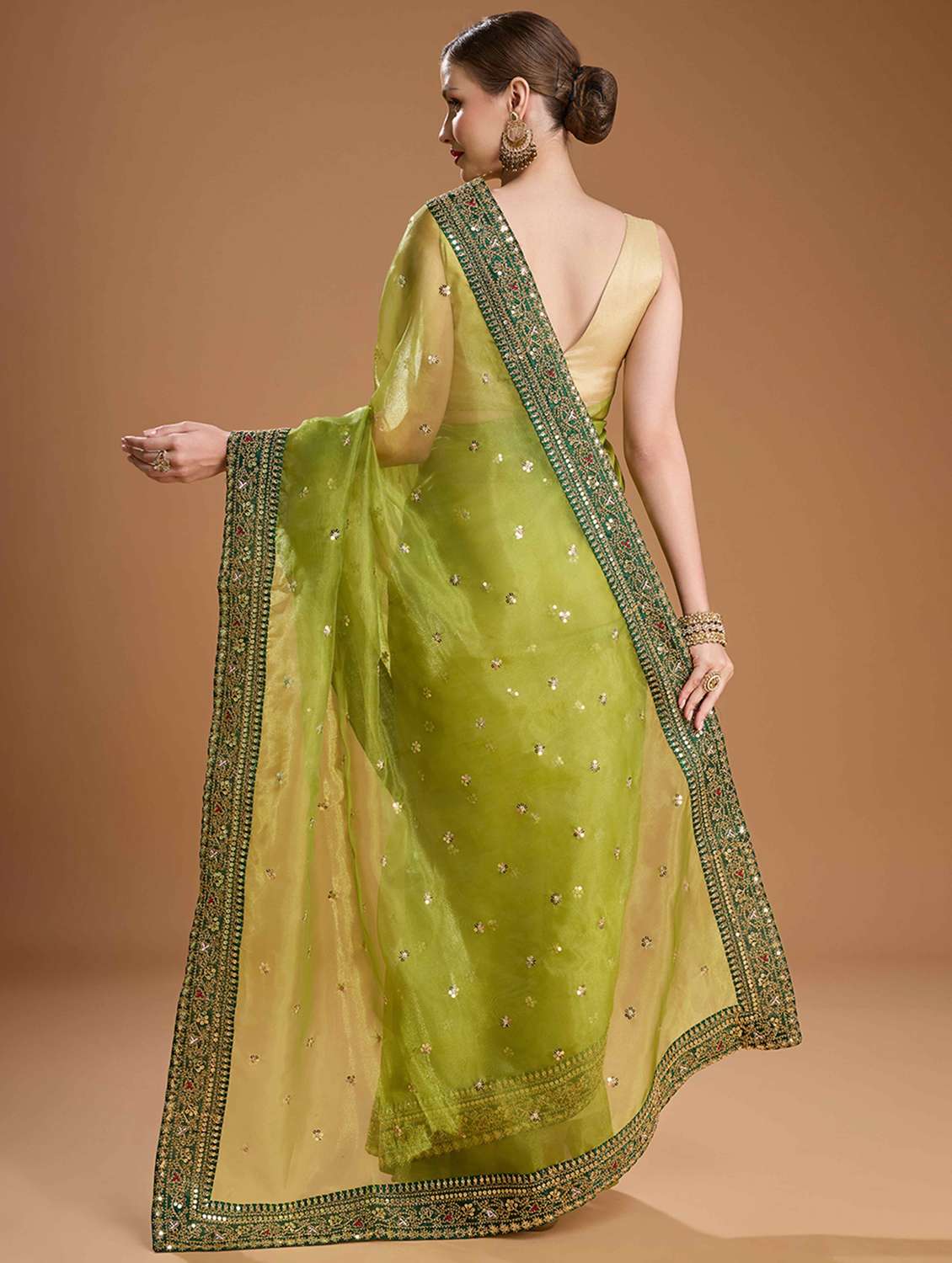 women solid with work bordered saree with blouse - 22021392 -  Standard Image - 2