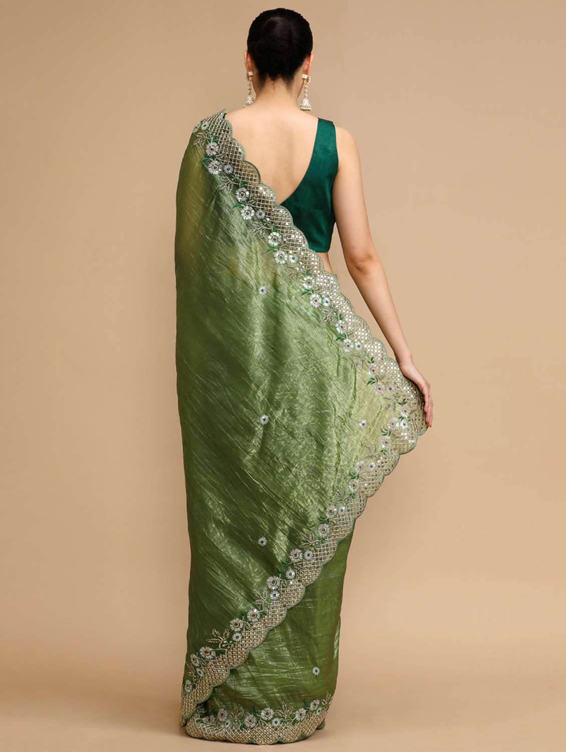 women solid with work embroidered saree with blouse - 22021403 -  Standard Image - 2
