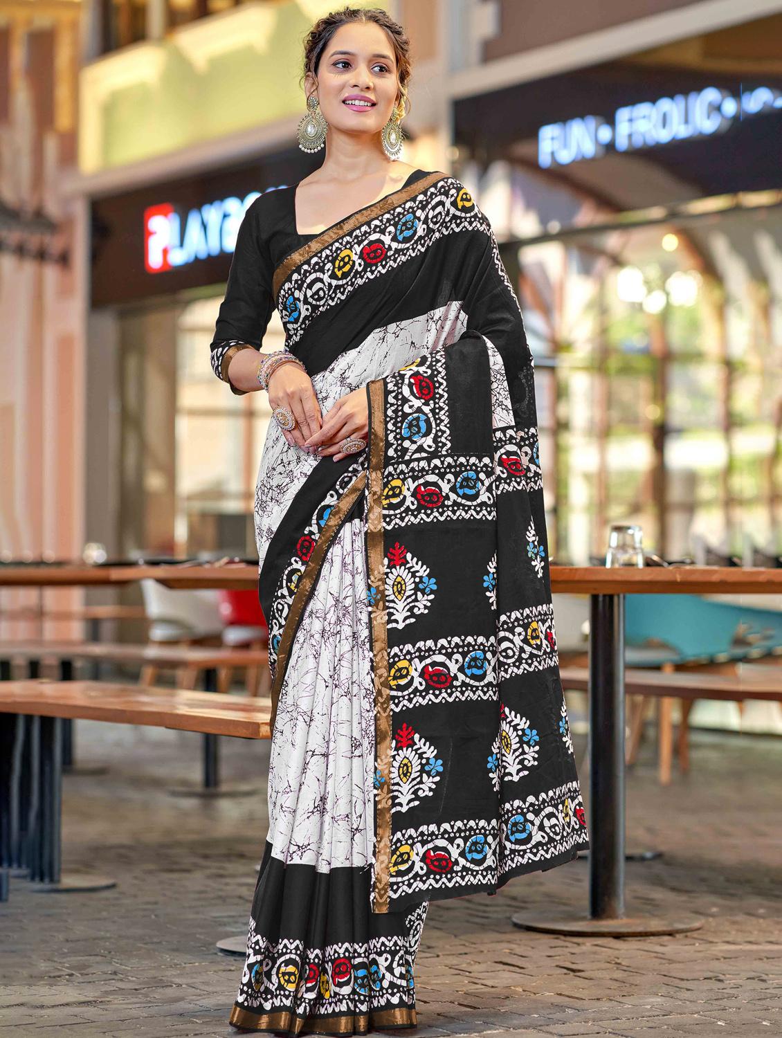 women printed casual wear saree with blouse - 22021409 -  Zoom Image - 0