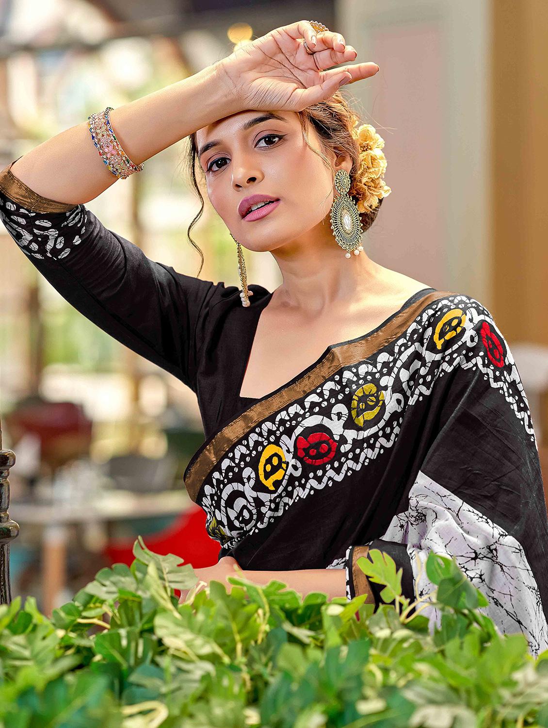 women printed casual wear saree with blouse - 22021409 - Standard Image - 2