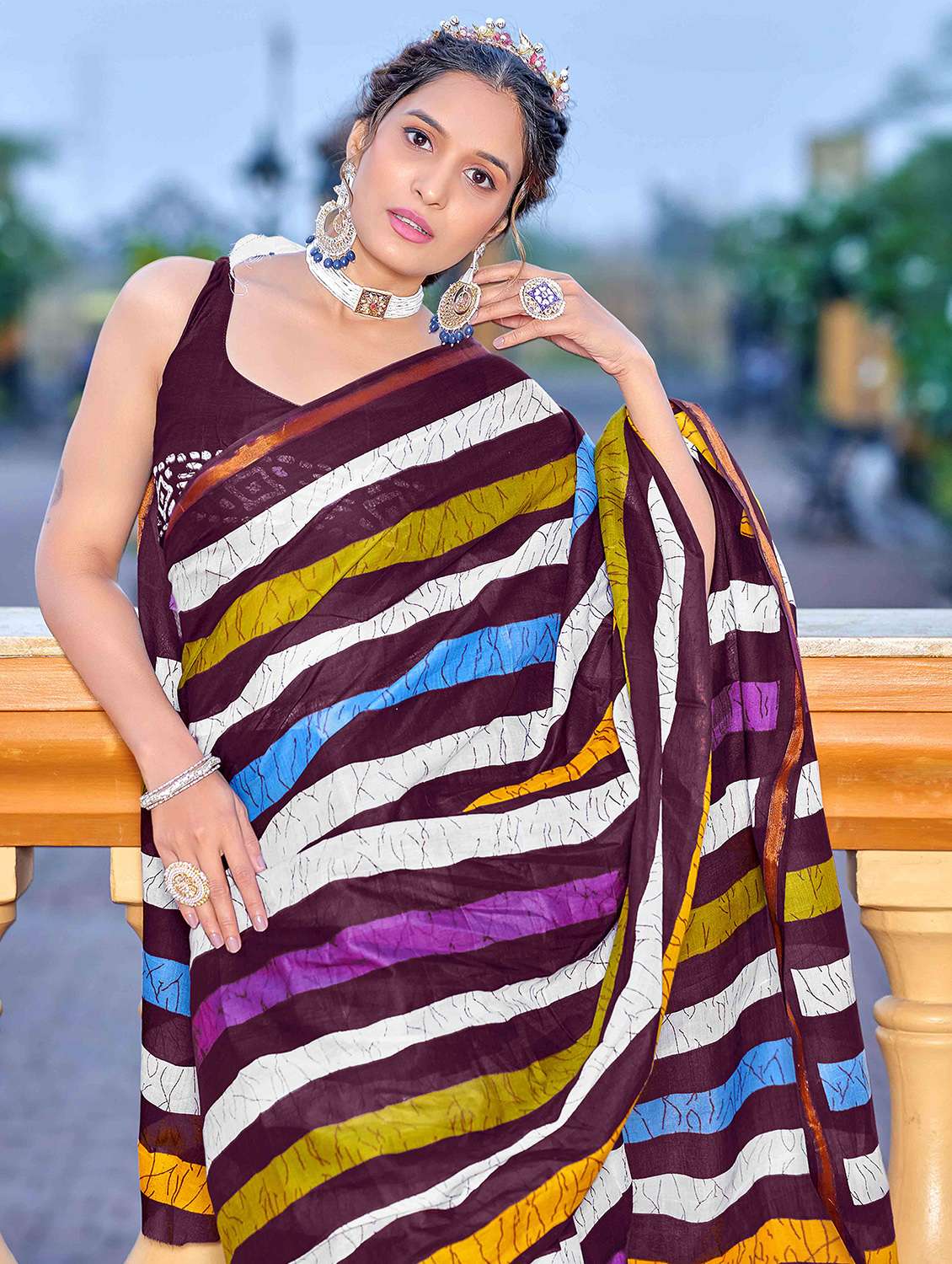 women printed casual wear saree with blouse - 22021418 -  Standard Image - 2