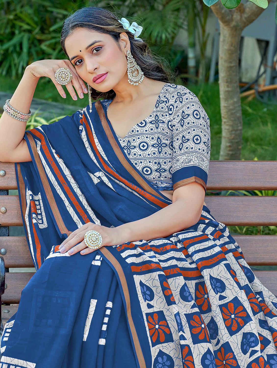 women printed casual wear saree with blouse - 22021424 - Standard Image - 2