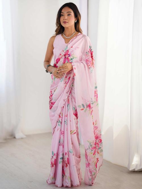 women floral printed saree with blouse - 22021436 -  Standard Image - 0