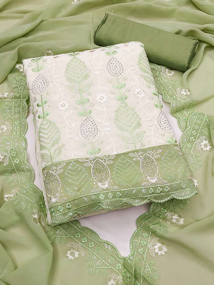 women solid with work embroidered unstitched suit set - 22021544 -  Zoom Image - 0
