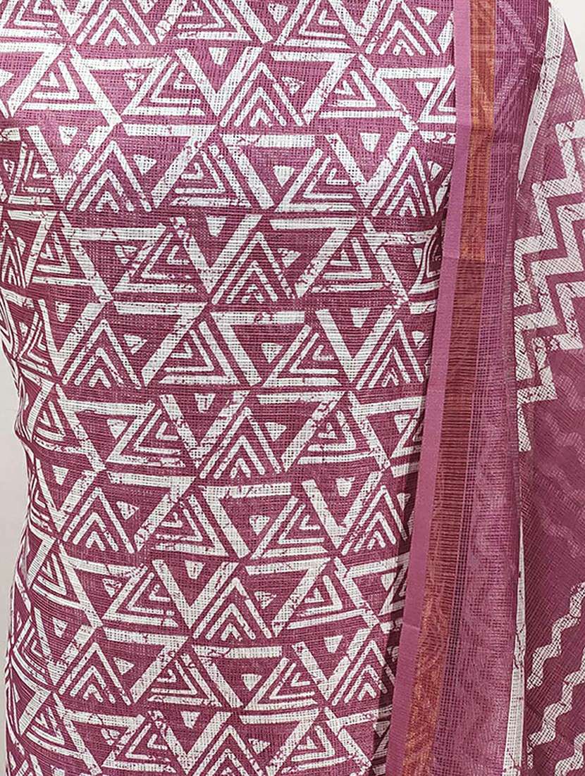 women geometric printed unstitched suit set - 22021616 -  Standard Image - 2