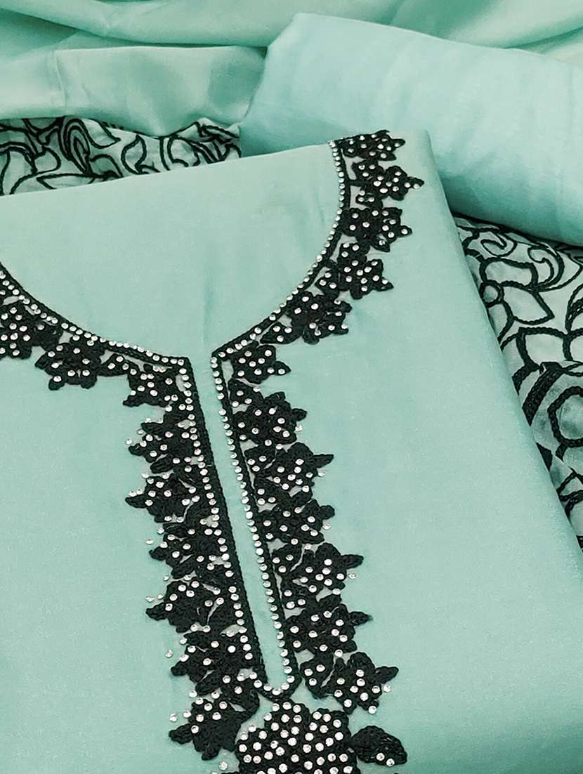 women solid with work embroidered unstitched suit set - 22021635 - Standard Image - 2