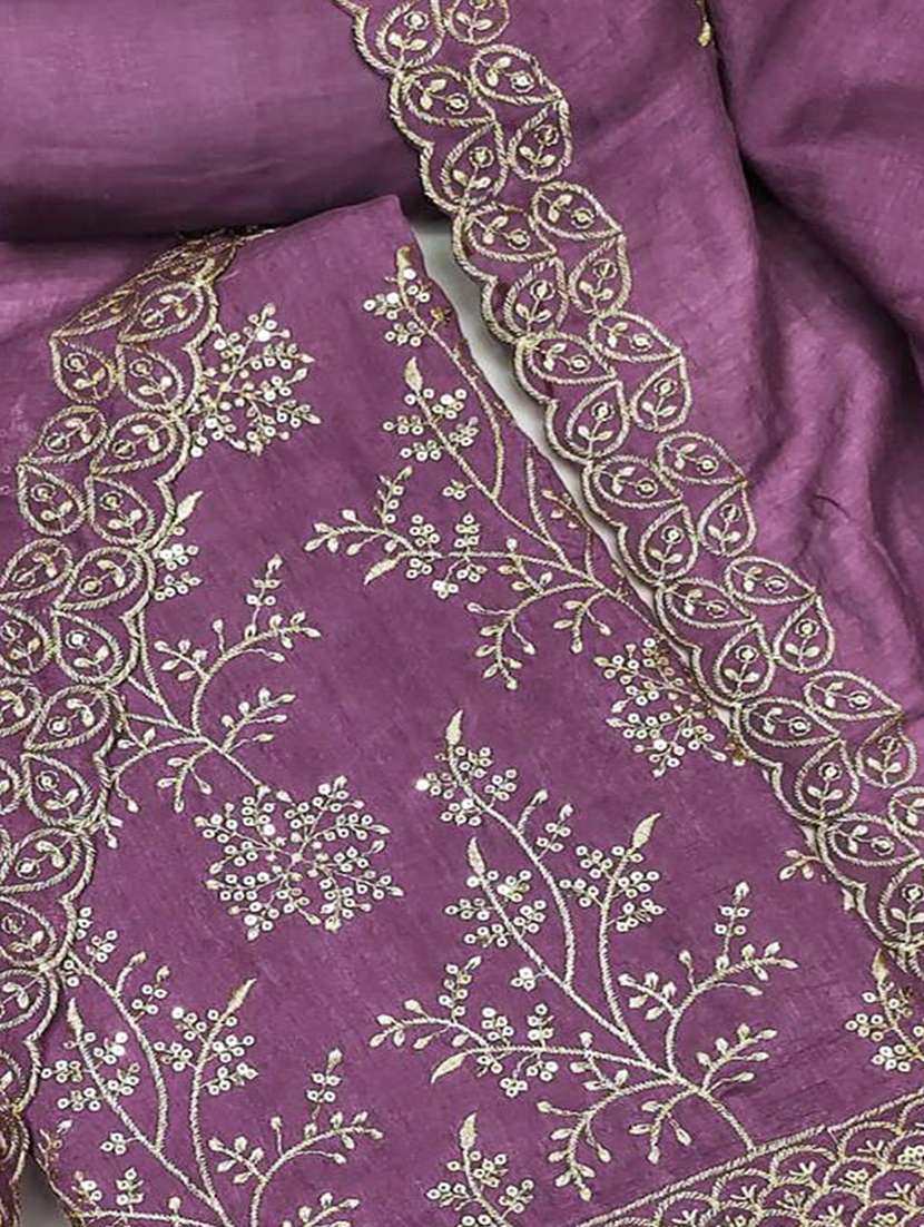 women solid with work embroidered unstitched suit set - 22021638 - Standard Image - 2