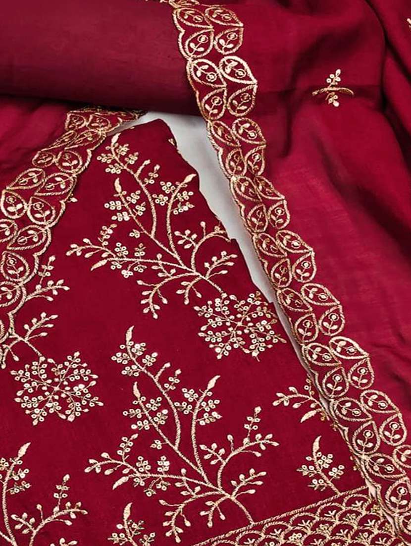 women solid with work embroidered unstitched suit set - 22021639 -  Standard Image - 2