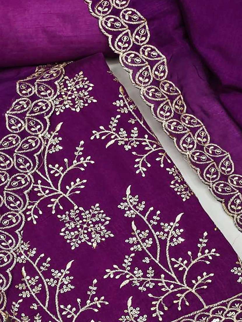 women solid with work embroidered unstitched suit set - 22021640 -  Standard Image - 2