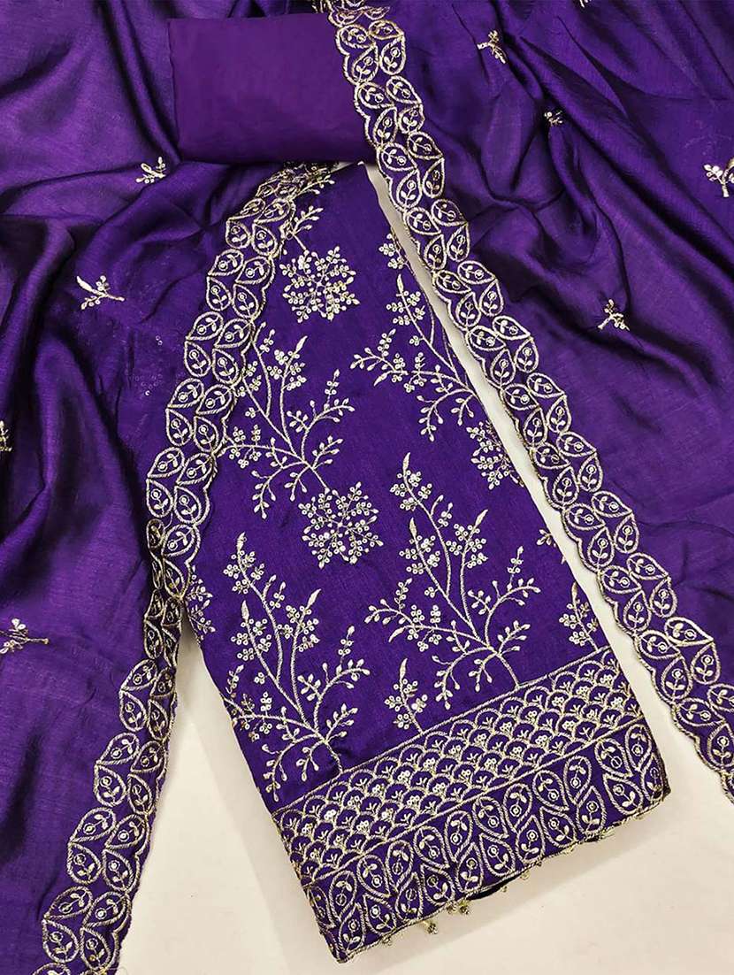 women solid with work embroidered unstitched suit set