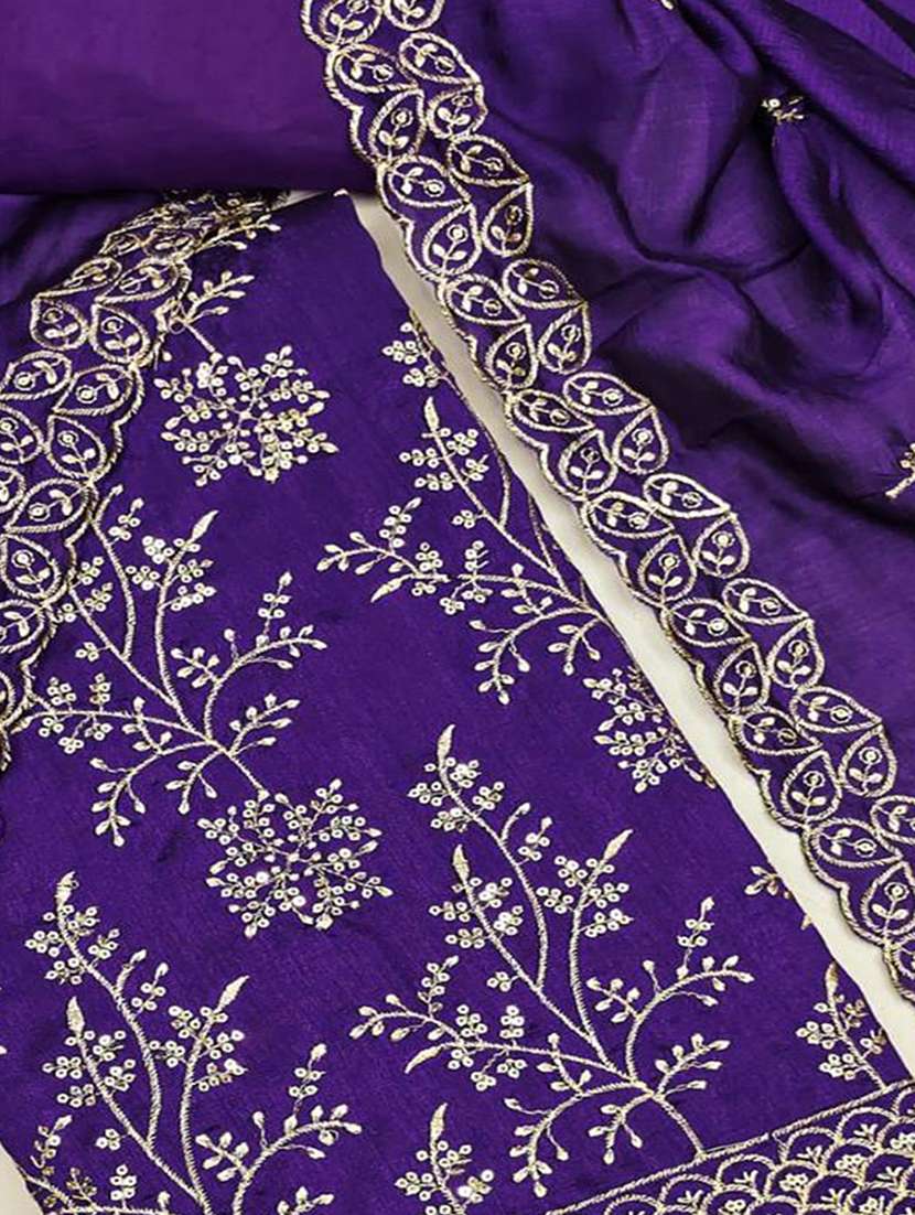 women solid with work embroidered unstitched suit set - 22021641 -  Standard Image - 2