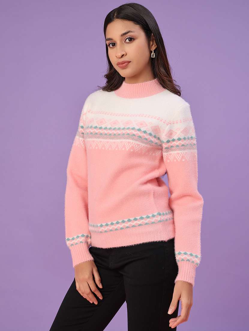 women self design long sleeve waist length pullover - 22022097 -  Standard Image - 2