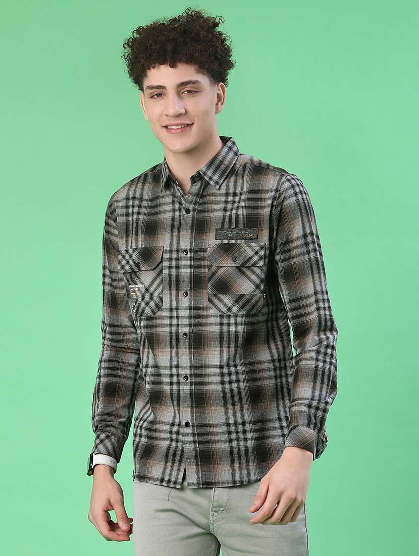 men checkered long sleeve regular fit casual shirt - 22022148 -  Standard Image - 2