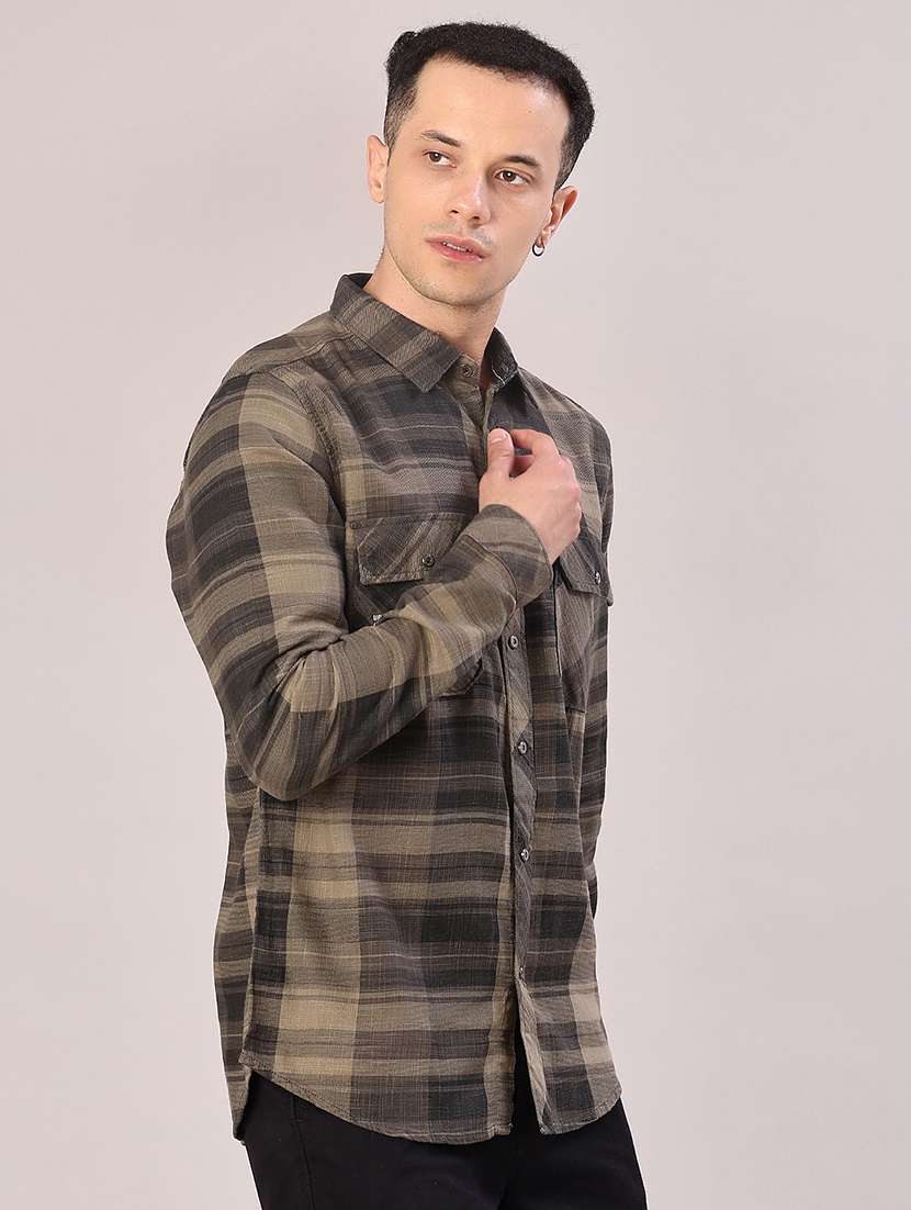 men checkered long sleeve regular fit casual shirt - 22022151 -  Standard Image - 2