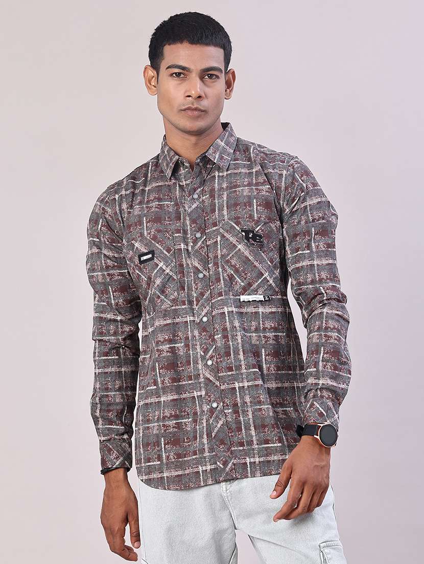 men checkered long sleeve regular fit casual shirt - 22022181 -  Standard Image - 2