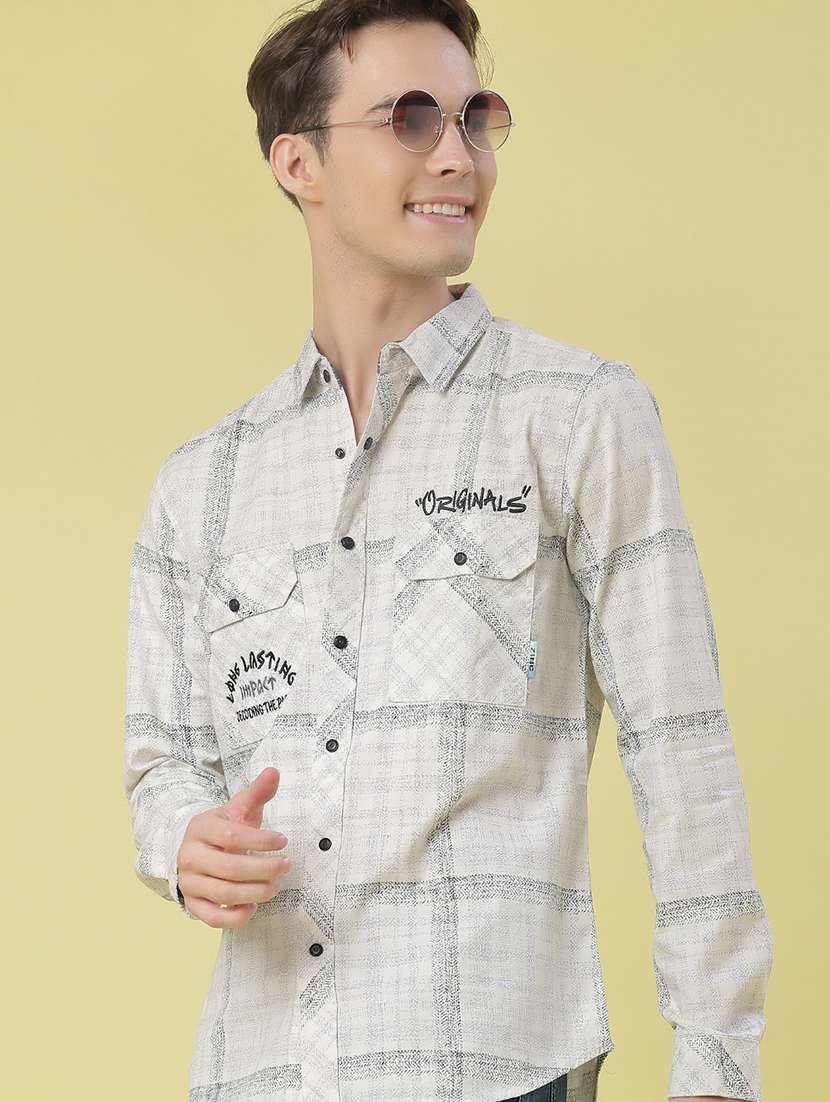 men checkered long sleeve regular fit casual shirt