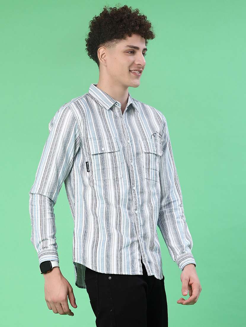 men striped long sleeve regular fit casual shirt - 22022184 -  Standard Image - 2
