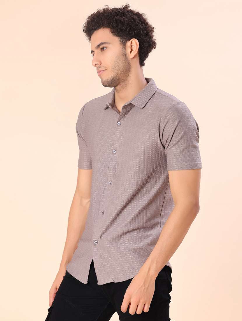 men self design short sleeve slim fit casual shirt - 22022214 -  Standard Image - 2